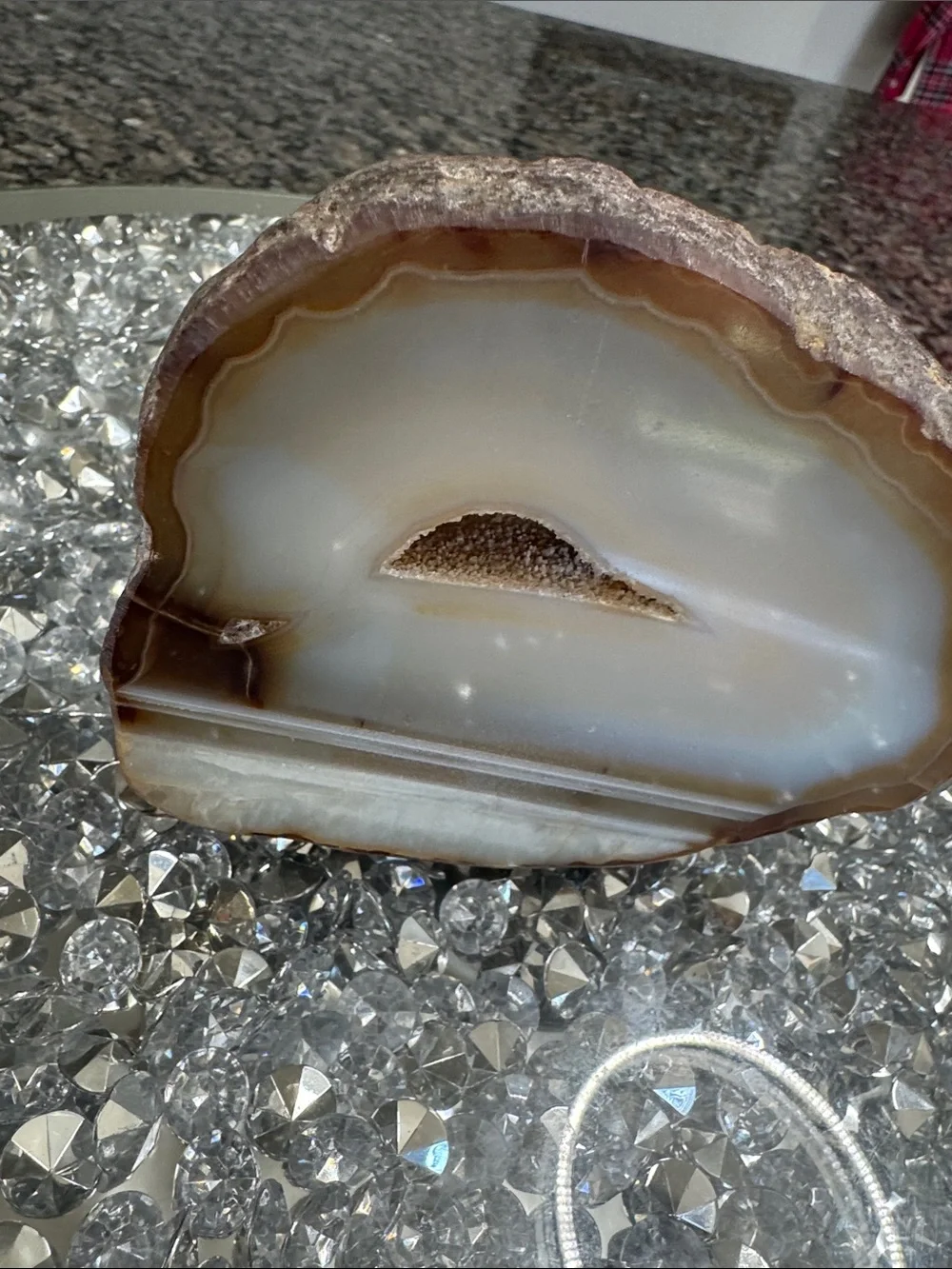 Natural Agate Bookend in Brown and Cream